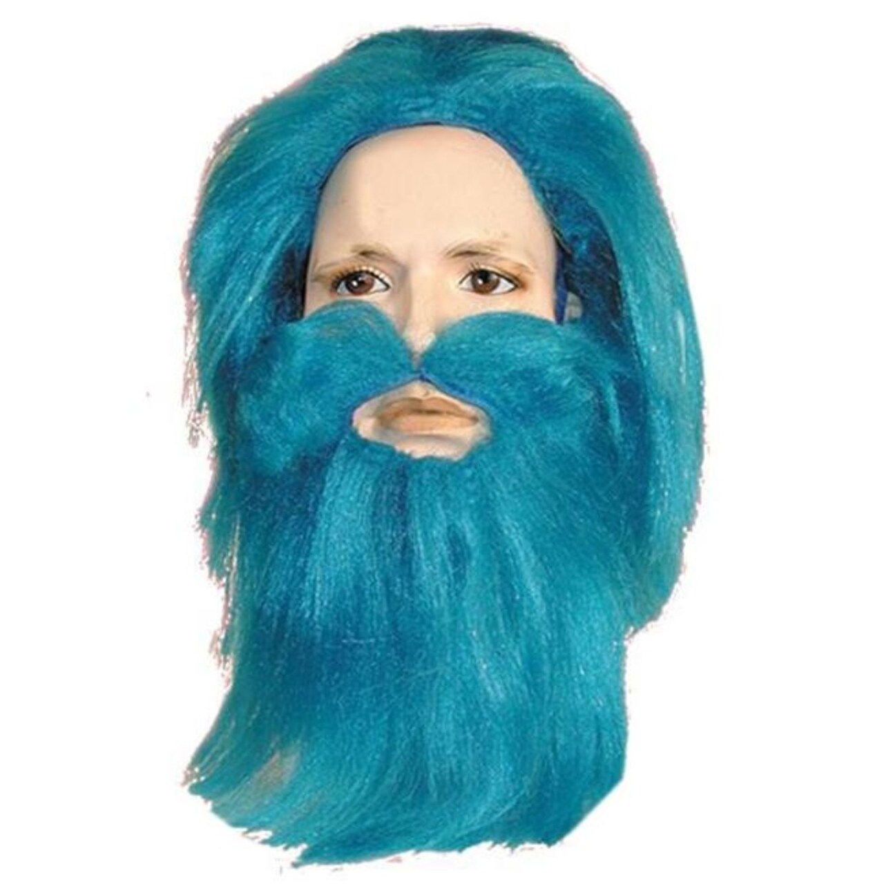 The Costume Center Neptune Blue and Black Wig and Beard Set Halloween Costume Accessory